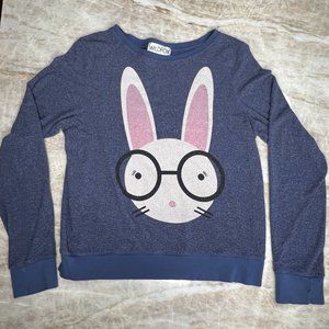 Wildfox Geeky Bunny, Cozy Purple Sweatshirt, Size: L